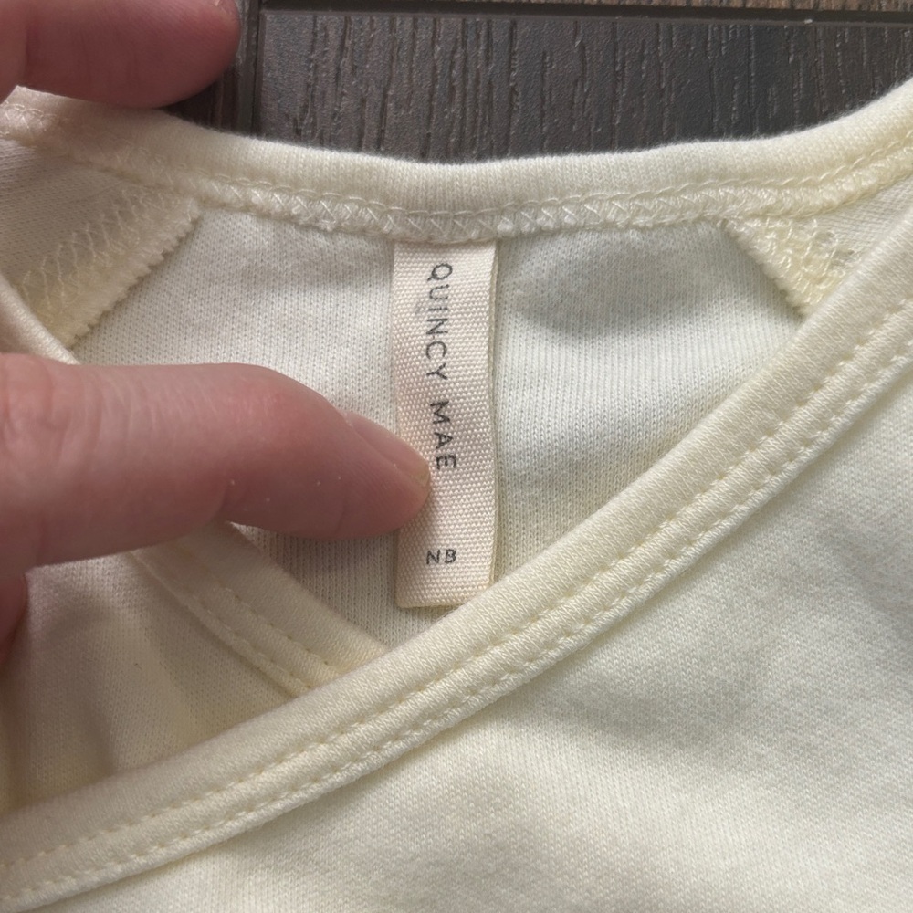 Quincy Mae Wrap Top & Footed Pants Set Ivory - Picture 3 of 3